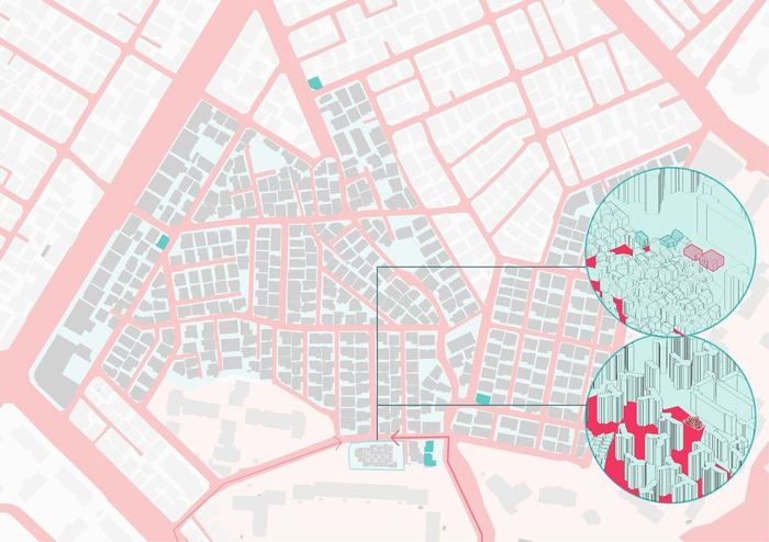 Site drawing showing the existing Bukgajwa neighbourhood and the proposed redevelopment context