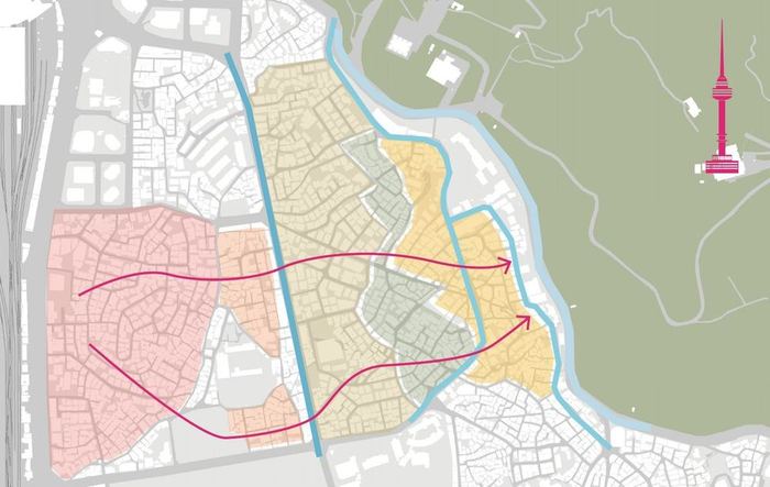 Map of Huam-dong and its direction toward Namsan Tower